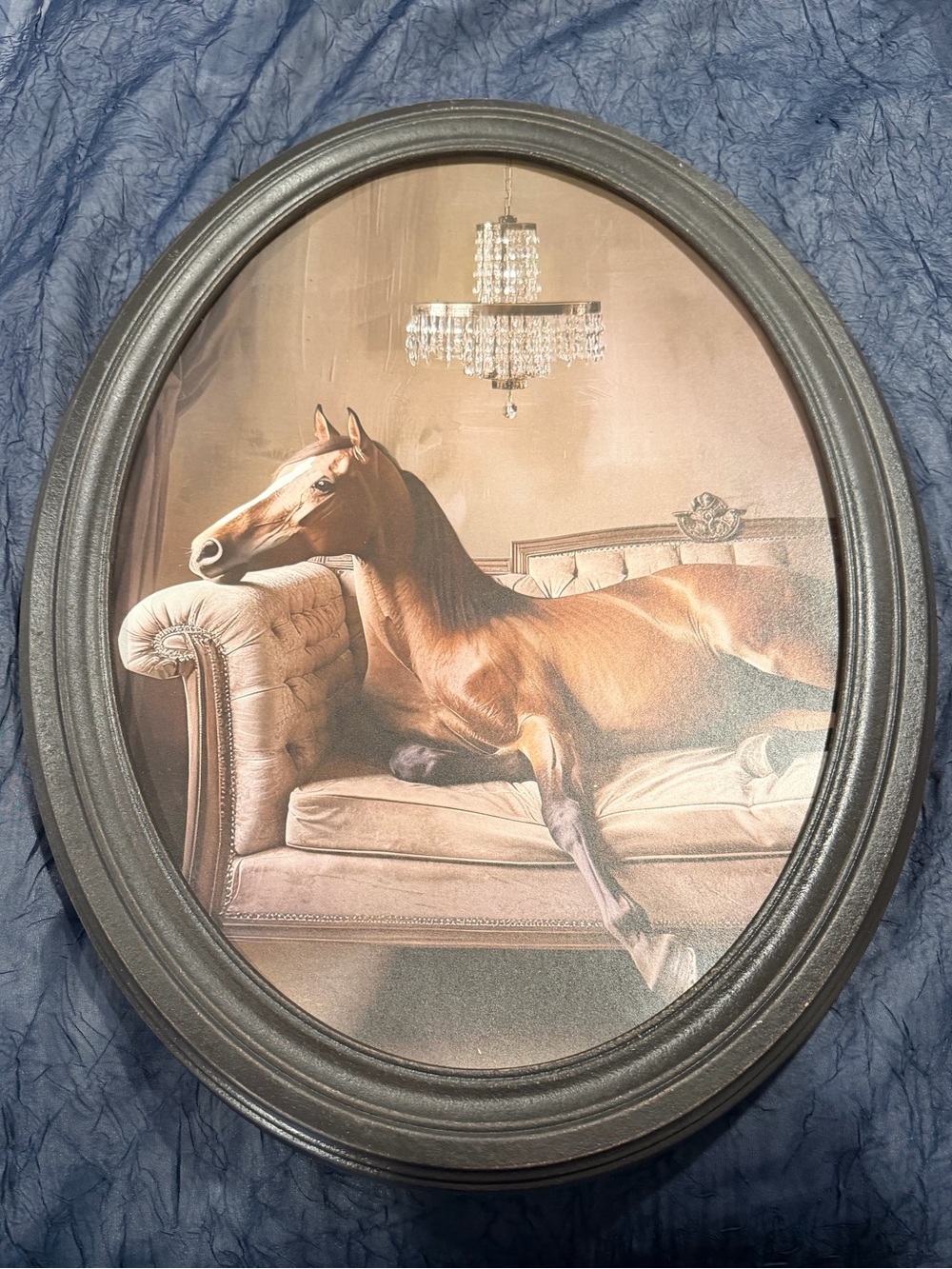 Oval Black Framed Horse Wall Art